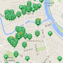 Moving to Phoenixville PA, graphic link to homes for sale search tool page